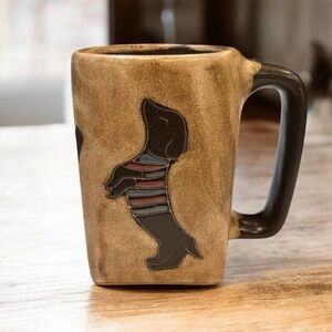 Vintage Mara Mexico Signed Pottery Mug dog/wolf Design EUC